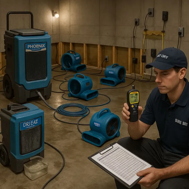 Structural Drying and Dehumidification process in Tainter Lake, WI